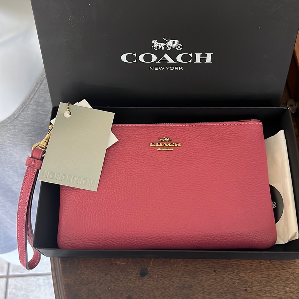 Coach Pebble Small leather wristlet. New with tags.